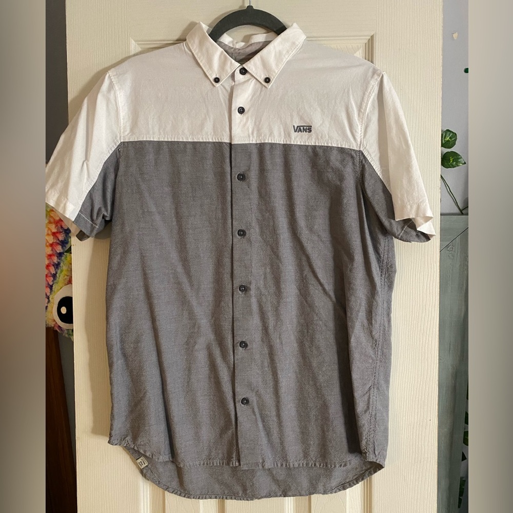 Vans Small Grey/White Button Up
